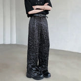 Hearujoy Summer Men's Pants Casual Wrinkle Glossy Male Trousers Straight Wide Leg Loose Bottoms Fashion Style 9C6404